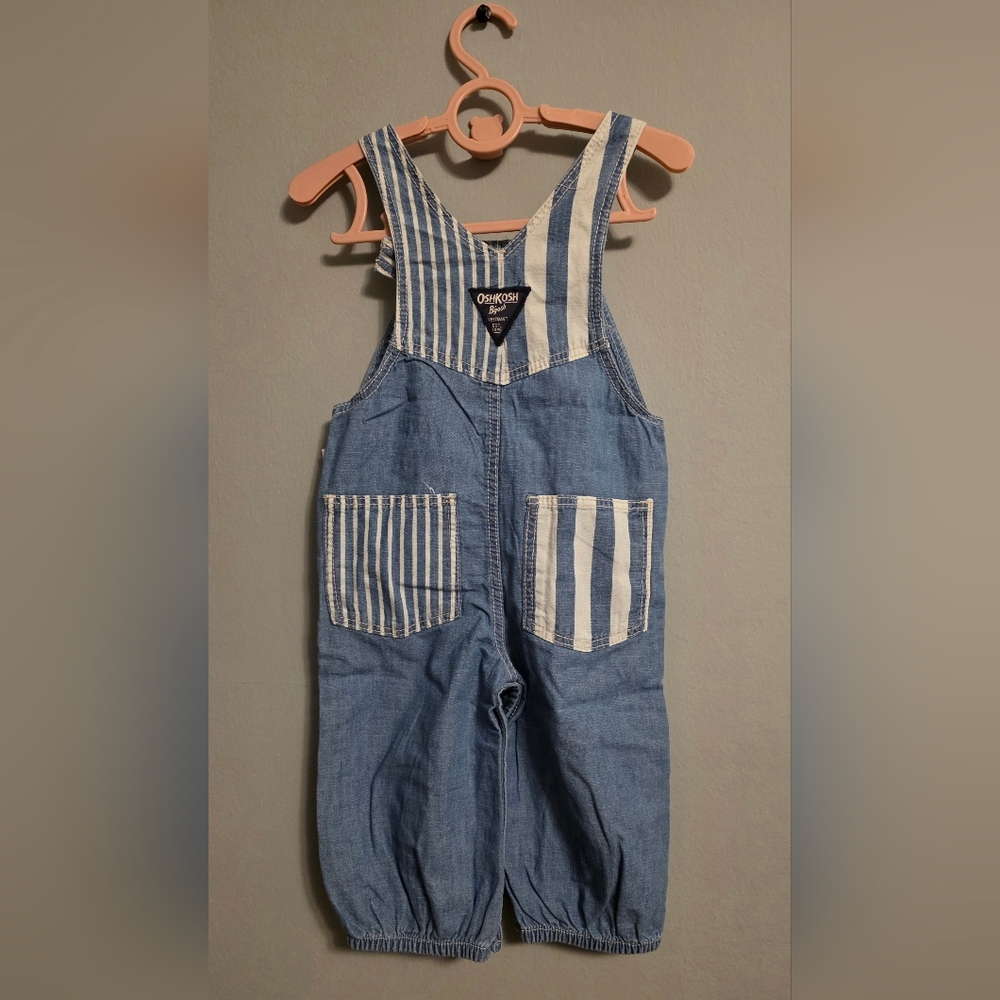 12M OshKosh B'gosh Blue Denim Overalls - Picture 2 of 5